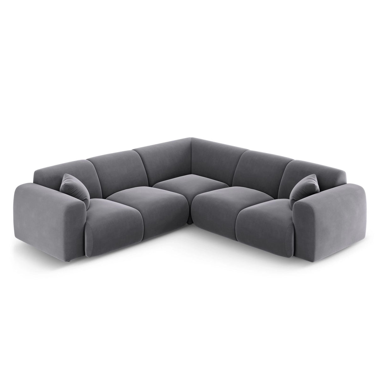 Nolio 5-Sitzer Ecksofa, symmetrisch, aus Samt in Dunkelgrau (Casino Graphite), 252x252x72 cm von Cosmopolitan Design – Bild 3