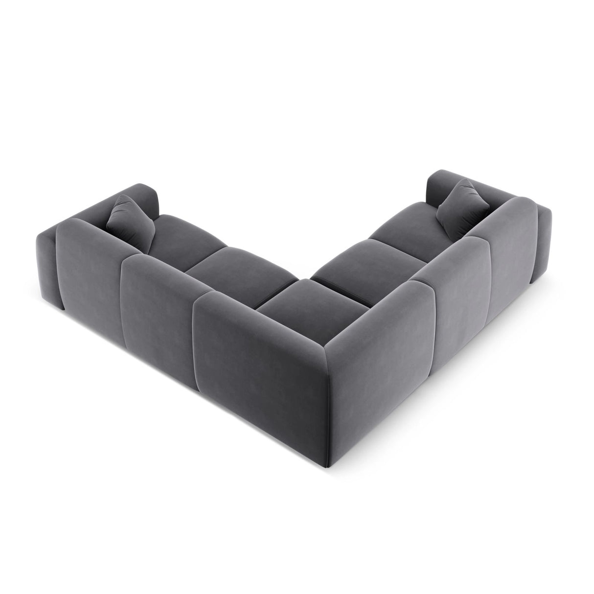 Nolio 5-Sitzer Ecksofa, symmetrisch, aus Samt in Dunkelgrau (Casino Graphite), 252x252x72 cm von Cosmopolitan Design – Bild 4