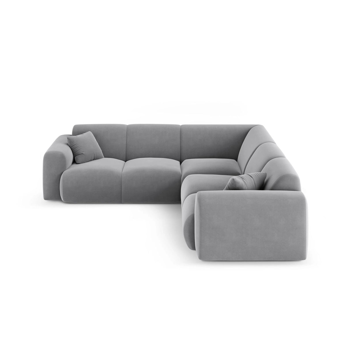 Nolio 5-Sitzer Ecksofa, symmetrisch, aus Samt in Hellgrau (Casino Ash), 252x252x72 cm von Cosmopolitan Design – Bild 1