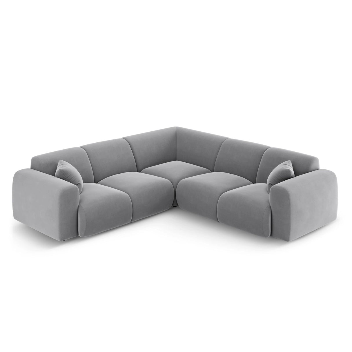 Nolio 5-Sitzer Ecksofa, symmetrisch, aus Samt in Hellgrau (Casino Ash), 252x252x72 cm von Cosmopolitan Design – Bild 3