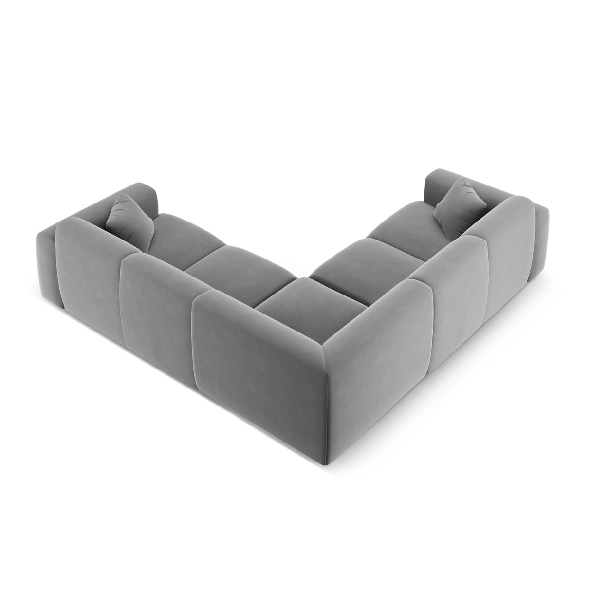 Nolio 5-Sitzer Ecksofa, symmetrisch, aus Samt in Hellgrau (Casino Ash), 252x252x72 cm von Cosmopolitan Design – Bild 4