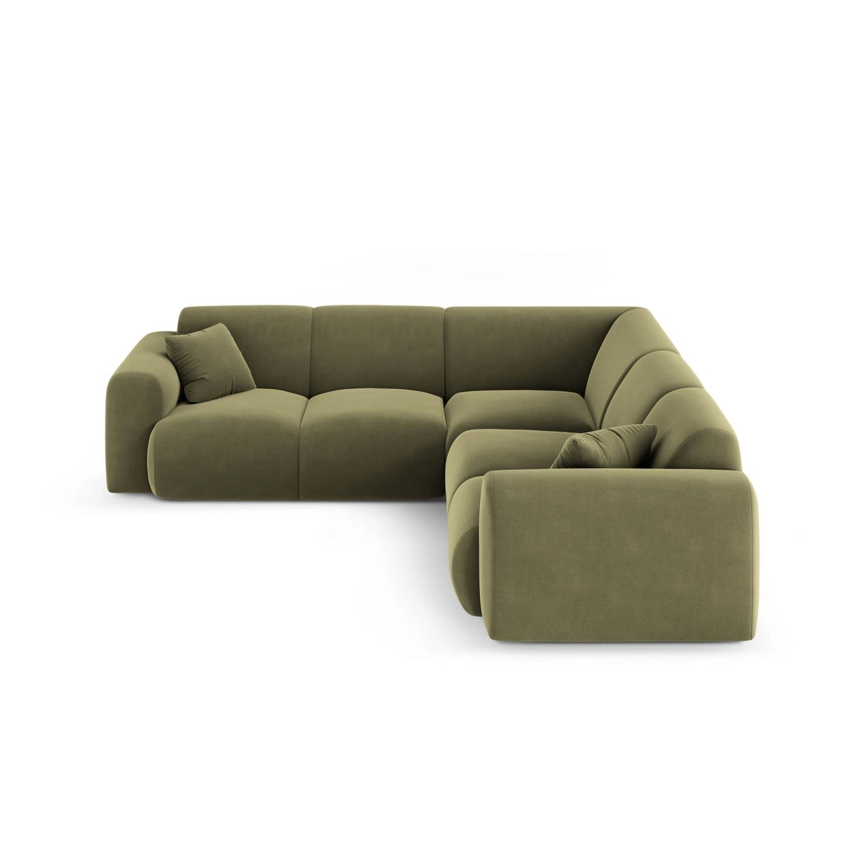 Nolio 5-Sitzer Ecksofa, symmetrisch, aus Samt in Hellgrün (Casino Forest), 252x252x72 cm von Cosmopolitan Design – Bild 1