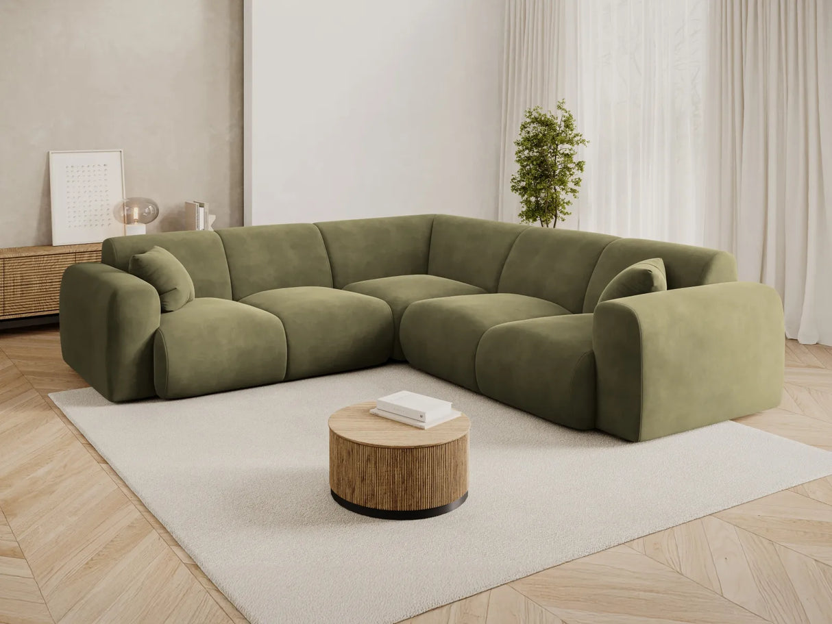 Nolio 5-Sitzer Ecksofa, symmetrisch, aus Samt in Hellgrün (Casino Forest), 252x252x72 cm von Cosmopolitan Design – Bild 2
