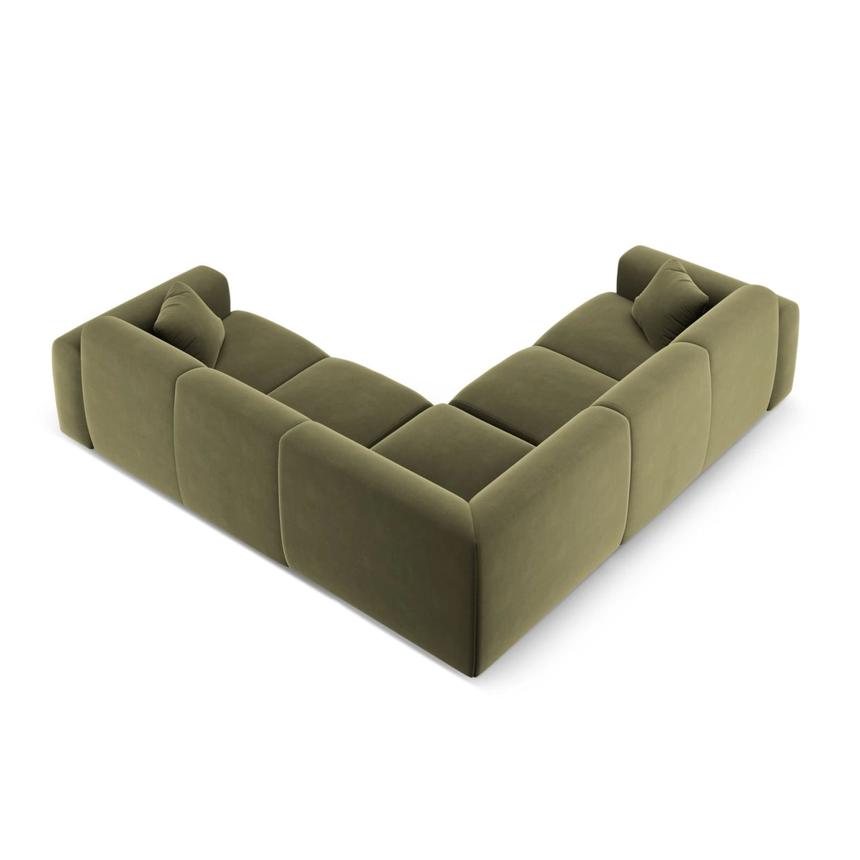 Nolio 5-Sitzer Ecksofa, symmetrisch, aus Samt in Hellgrün (Casino Forest), 252x252x72 cm von Cosmopolitan Design – Bild 4