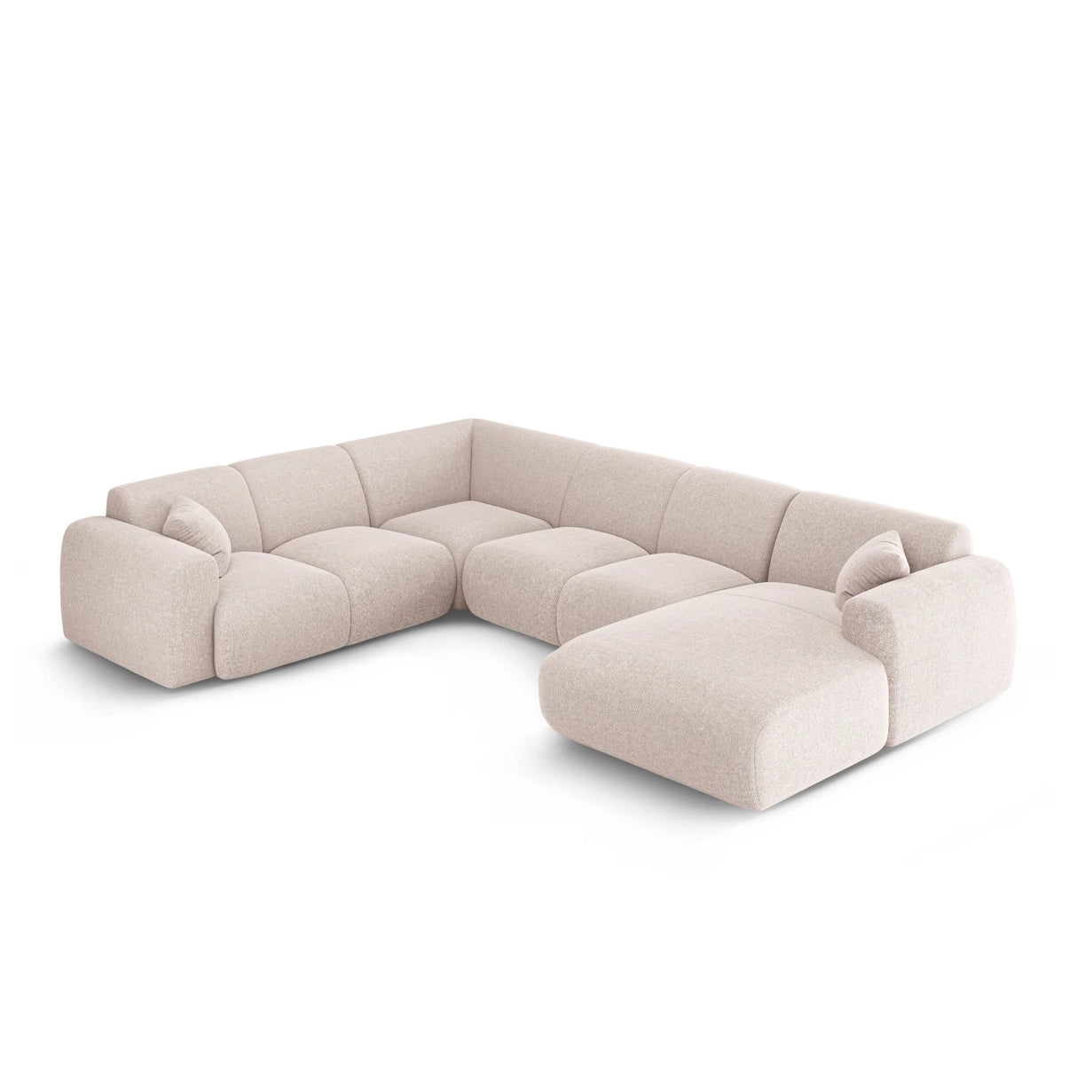 Nolio 6-Sitzer Panorama Ecksofa, Linke Seite, aus Chenille in Beige (Haga 30), Beine aus Schwarzes Plastik, 342x252x72 cm von Cosmopolitan Design – Bild 3