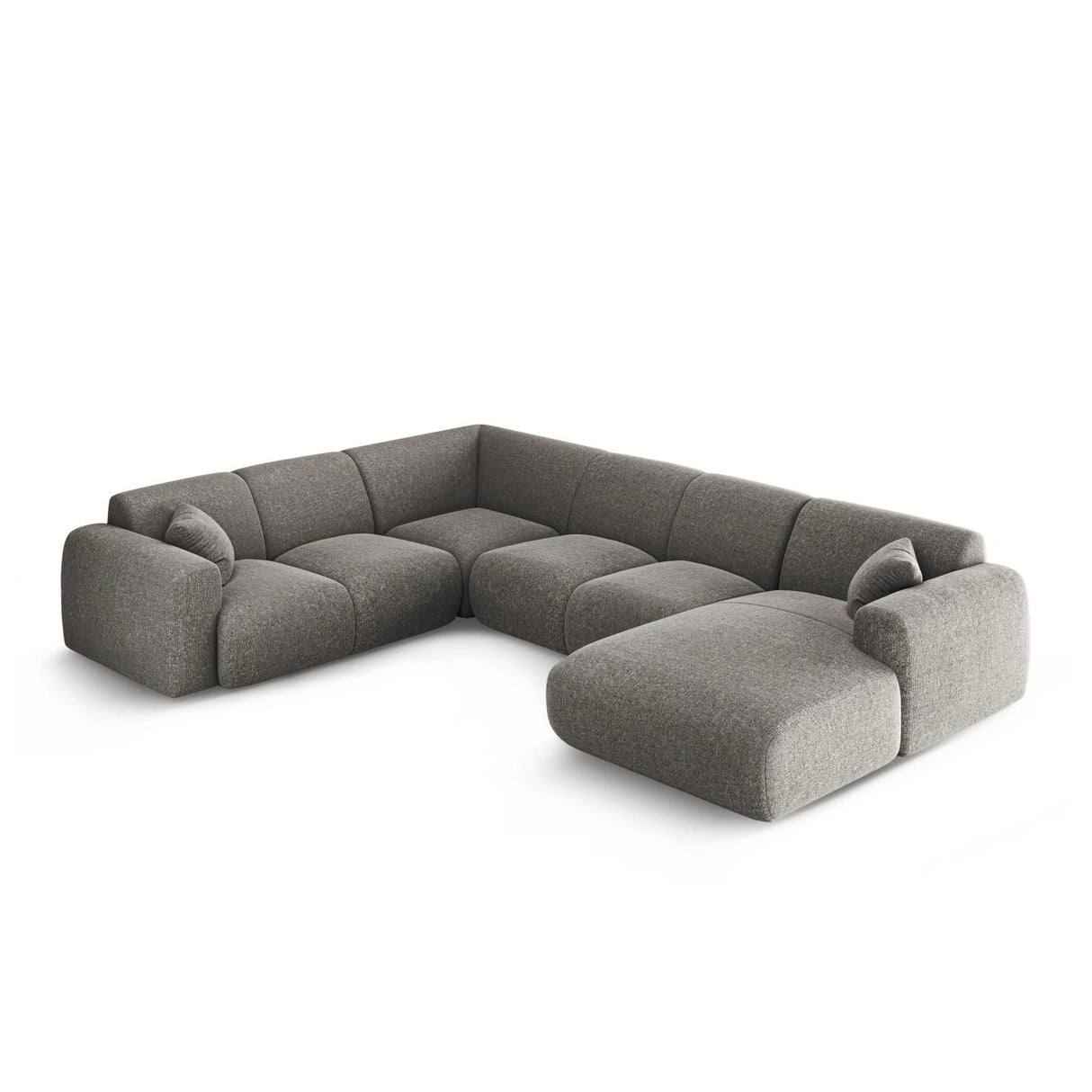 Nolio 6-Sitzer Panorama Ecksofa, Linke Seite, aus Chenille in Grau (Haga 16), Beine aus Schwarzes Plastik, 342x252x72 cm von Cosmopolitan Design – Bild 3