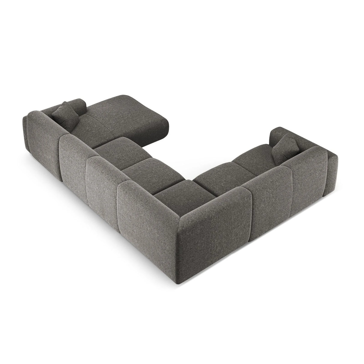 Nolio 6-Sitzer Panorama Ecksofa, Linke Seite, aus Chenille in Grau (Haga 16), Beine aus Schwarzes Plastik, 342x252x72 cm von Cosmopolitan Design – Bild 4