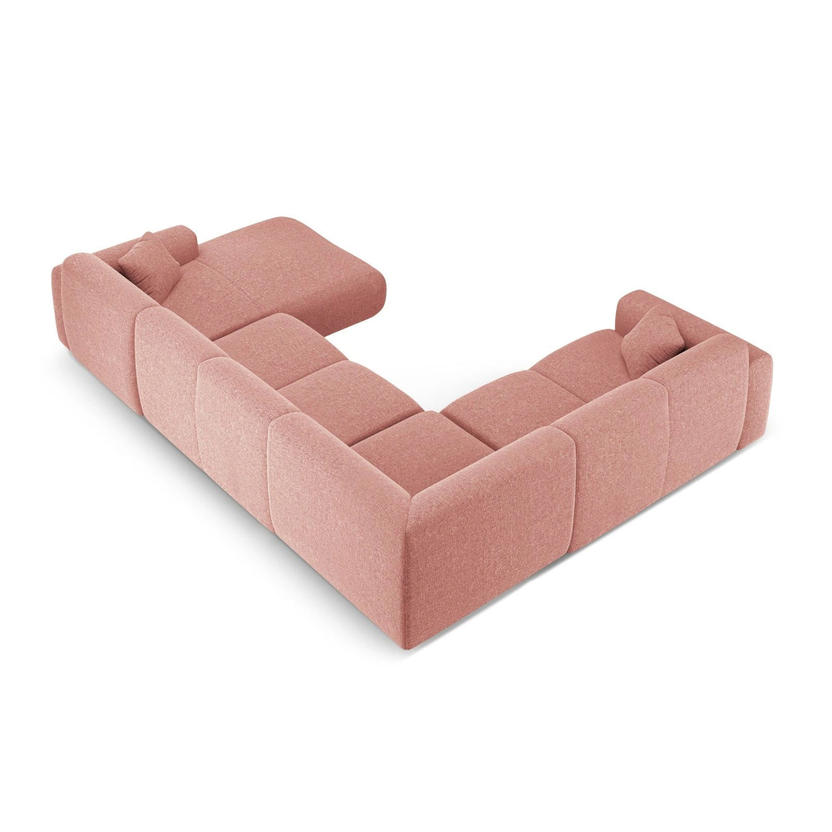 Nolio 6-Sitzer Panorama Ecksofa, Linke Seite, aus Chenille in Rosa (Haga 52), Beine aus Schwarzes Plastik, 342x252x72 cm von Cosmopolitan Design – Bild 4