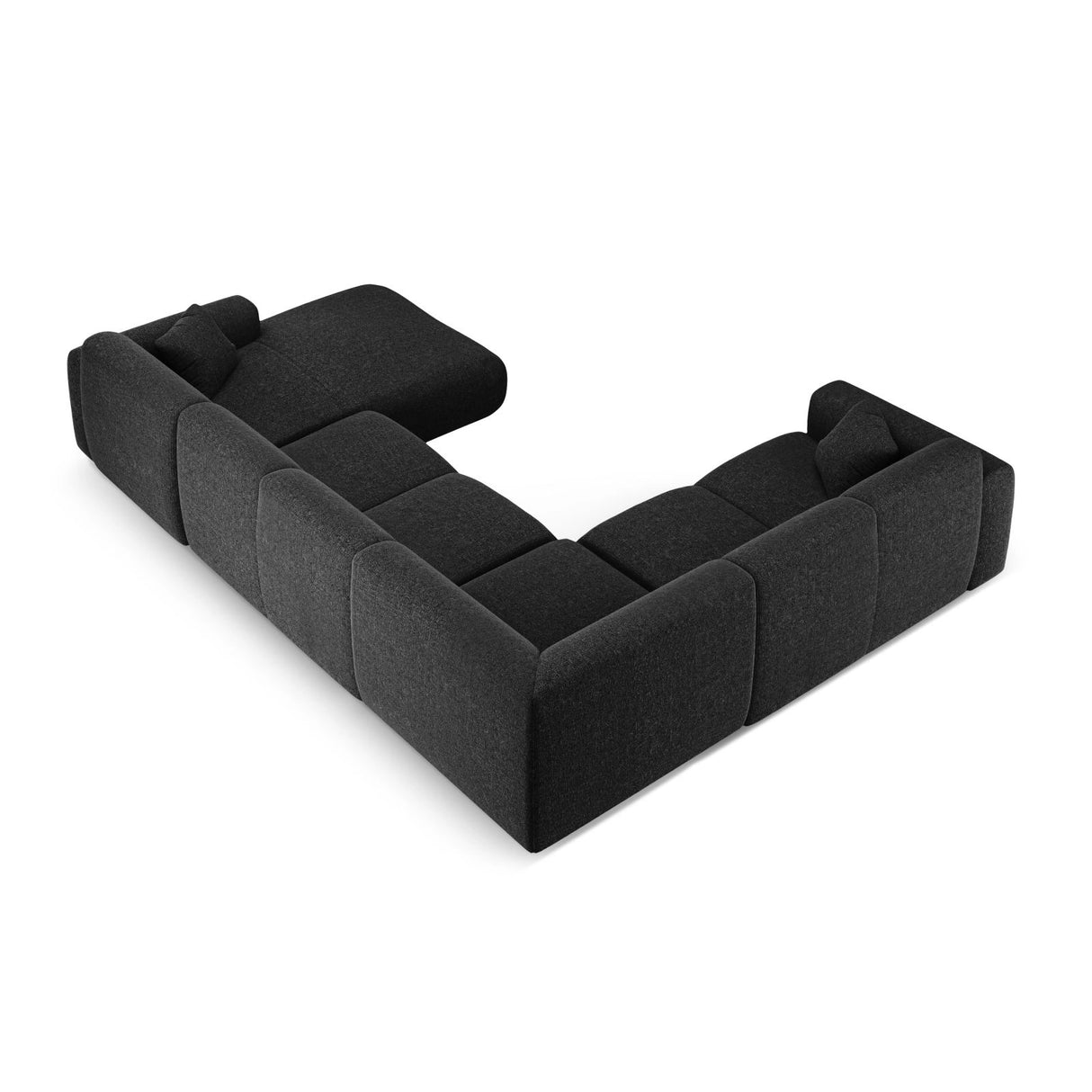 Nolio 6-Sitzer Panorama Ecksofa, Linke Seite, aus Chenille in Schwarz (Haga 19), Beine aus Schwarzes Plastik, 342x252x72 cm von Cosmopolitan Design – Bild 4