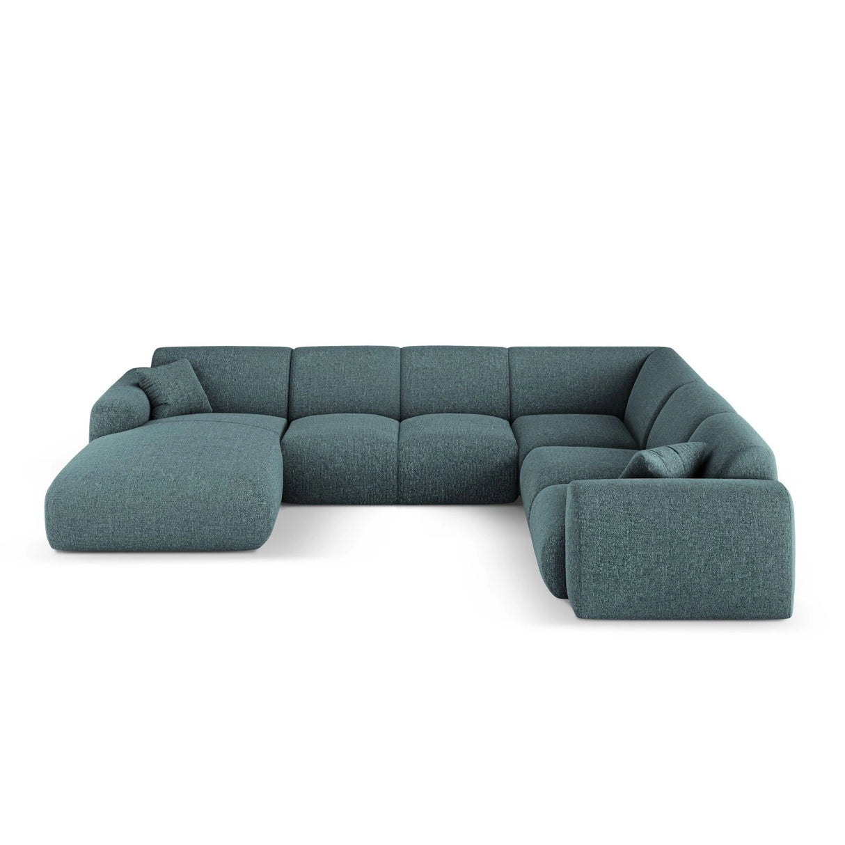 Nolio 6-Sitzer Panorama Ecksofa, Rechte Seite, aus Chenille in Petrol (Haga 78), Beine aus Schwarzes Plastik, 342x252x72 cm von Cosmopolitan Design – Bild 1
