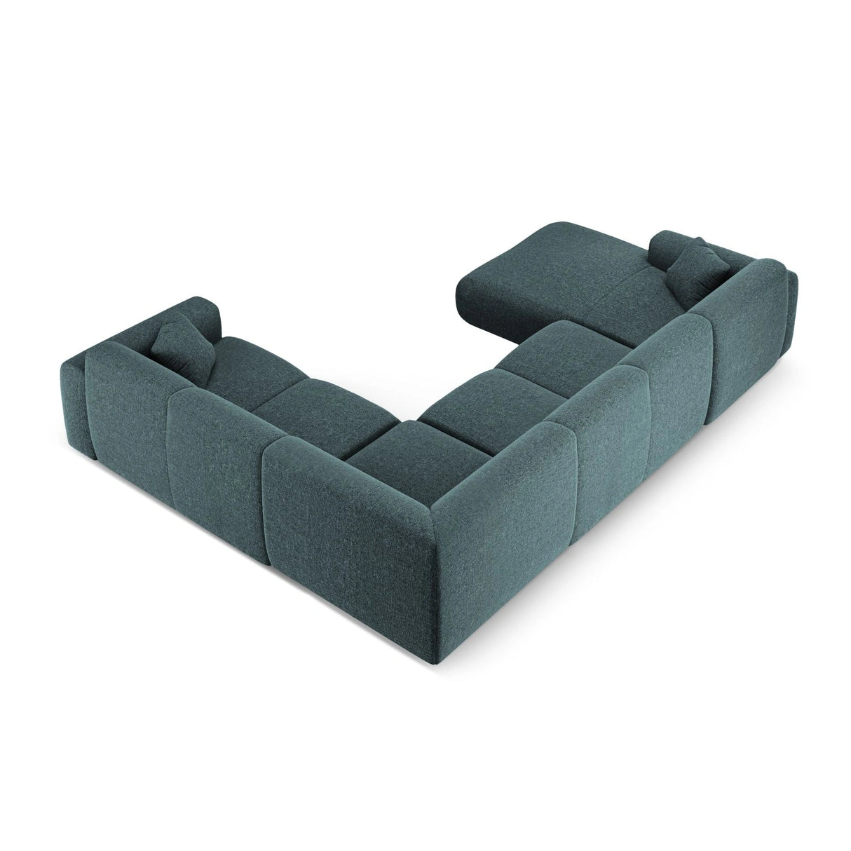 Nolio 6-Sitzer Panorama Ecksofa, Rechte Seite, aus Chenille in Petrol (Haga 78), Beine aus Schwarzes Plastik, 342x252x72 cm von Cosmopolitan Design – Bild 4