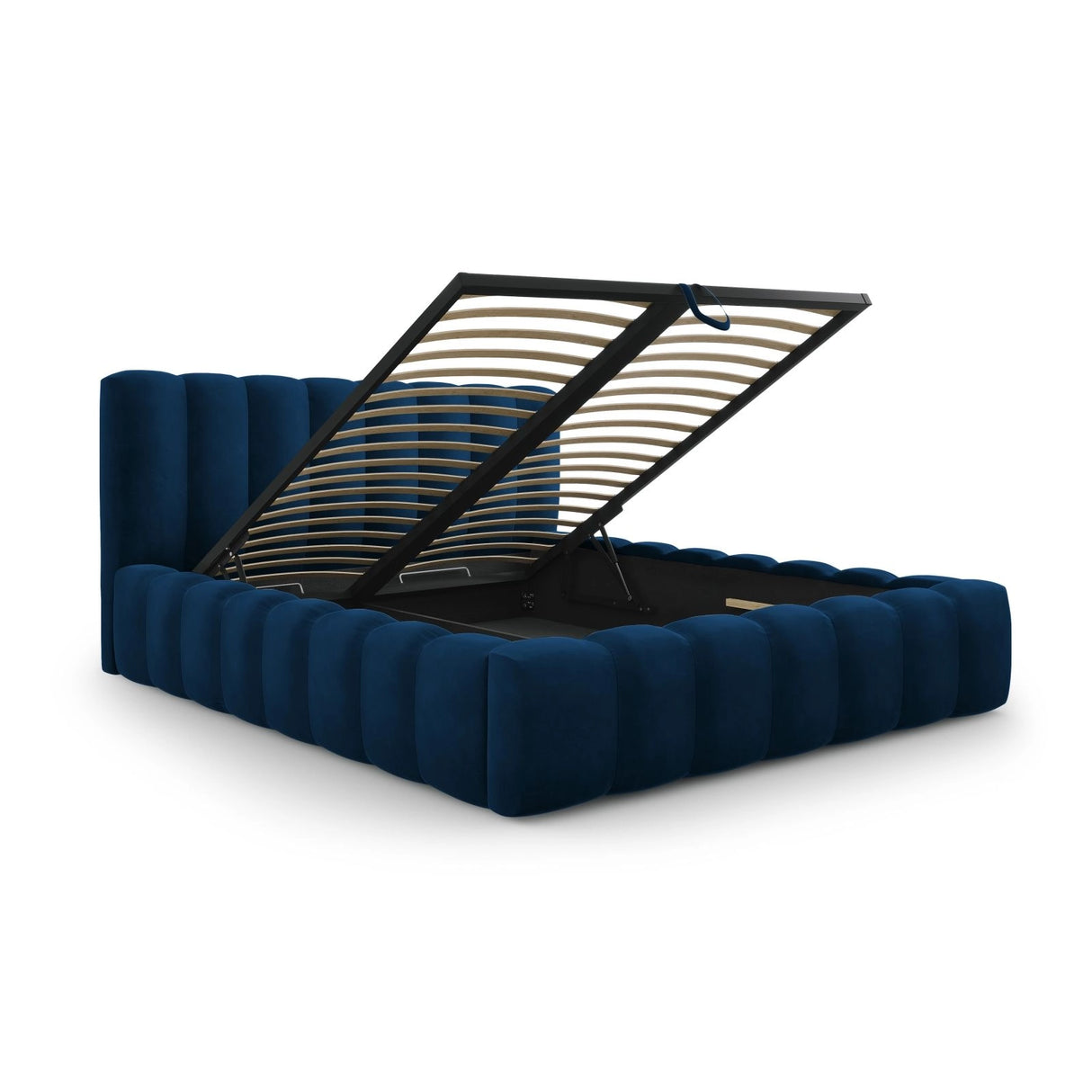 Palma Bett mit Kopfteil und Stauraum aus Samt in Königsblau (Bluvel 86), 140x200 cm von Cosmopolitan Design – Bild 3