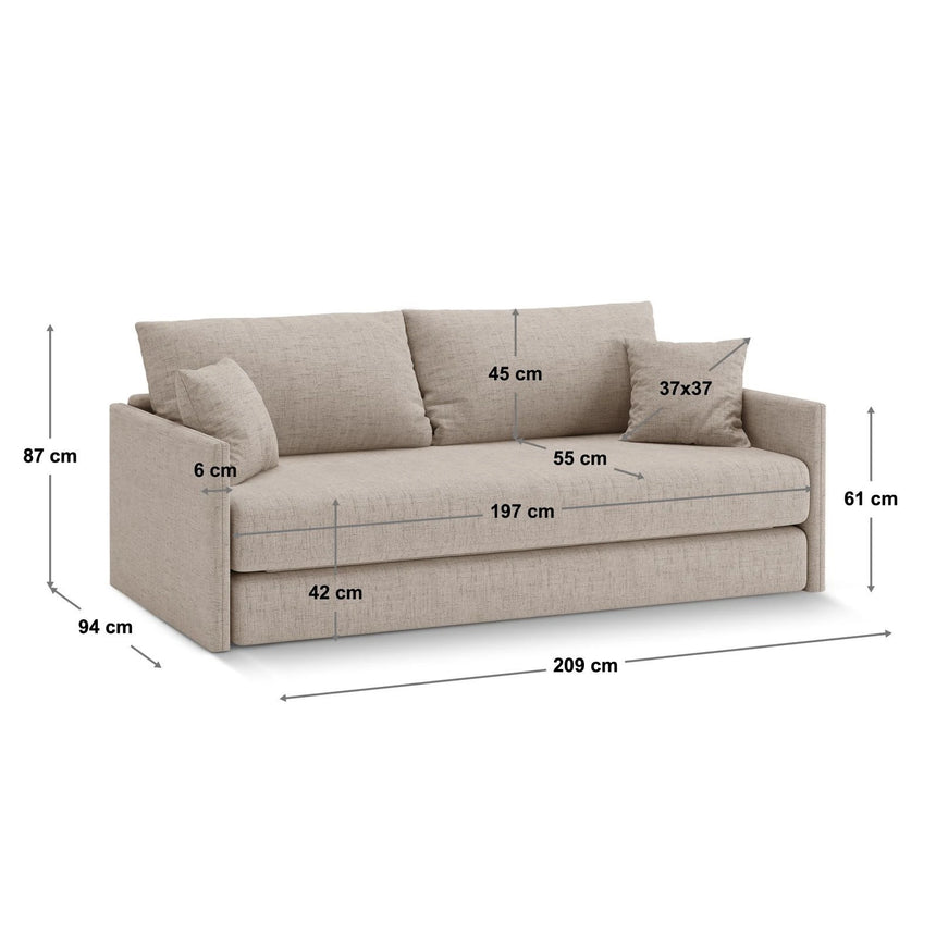 Shannon 3-Sitzer Sofa aus Strukturierter Stoff in Hellgrau (Moly 70), 209x94x87 cm von Cosmopolitan Design – Bild 2
