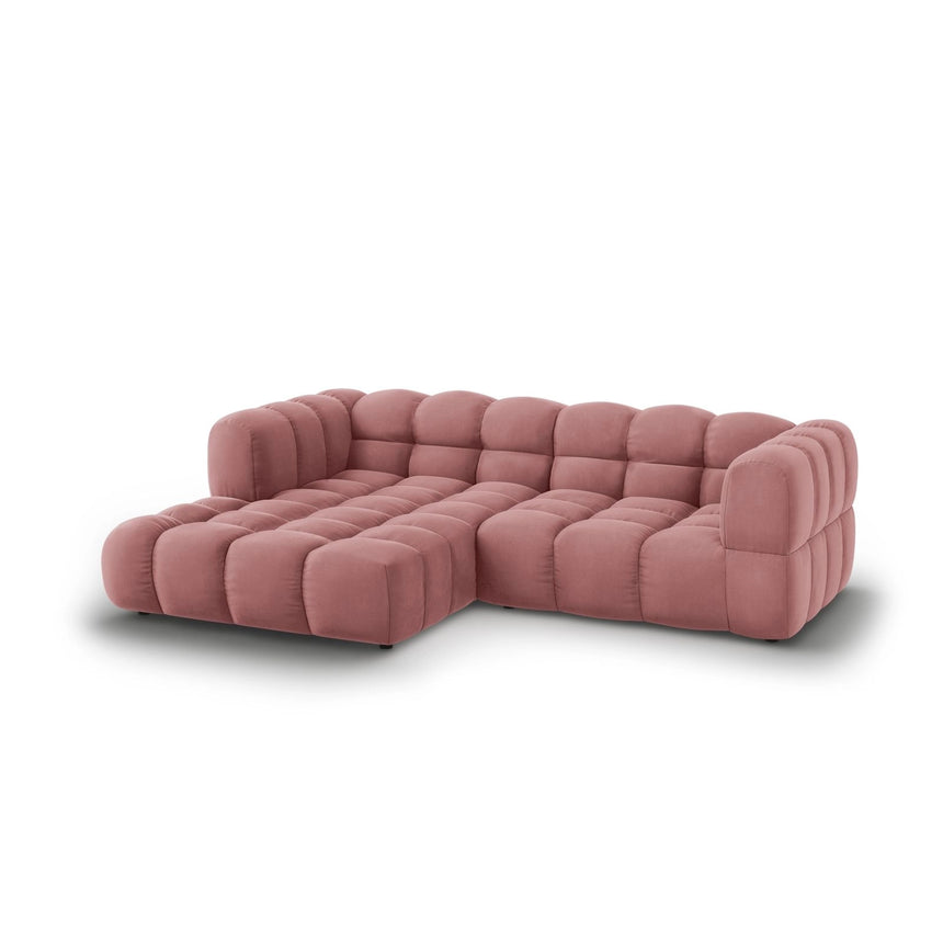 Sky 3-Sitzer Ecksofa, Linke Seite, aus Samt in Flamingo (Casino Salmon), 244x162x70 cm von Cosmopolitan Design – Bild 3