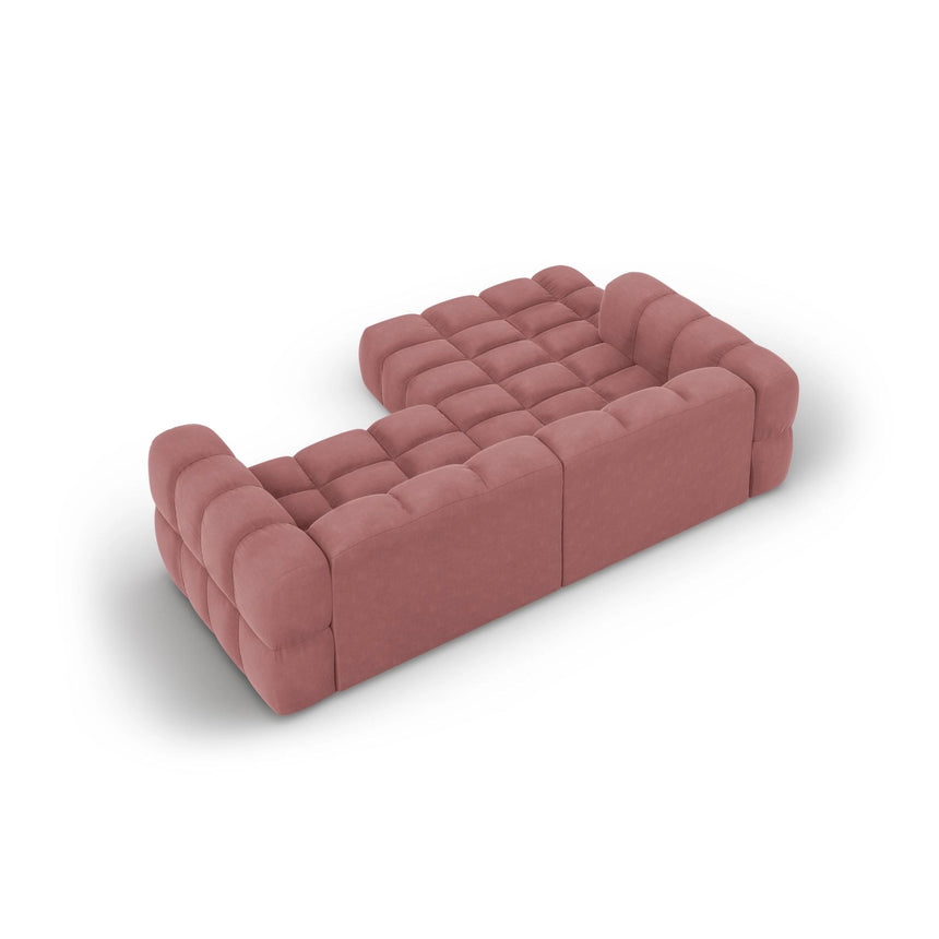 Sky 3-Sitzer Ecksofa, Linke Seite, aus Samt in Flamingo (Casino Salmon), 244x162x70 cm von Cosmopolitan Design – Bild 5