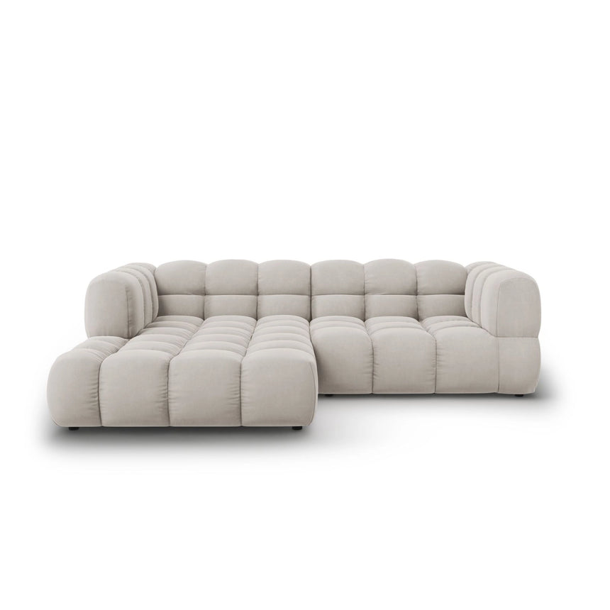 Sky 3-Sitzer Ecksofa, Linke Seite, aus Samt in Hellbeige (Casino Pearl), 244x162x70 cm von Cosmopolitan Design – Bild 1