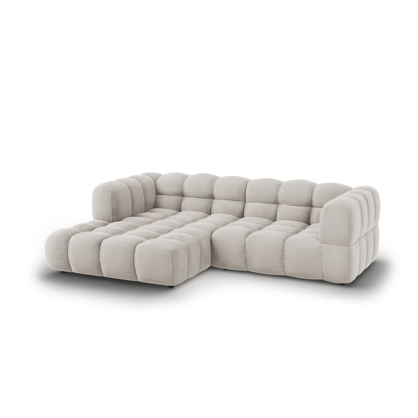 Sky 3-Sitzer Ecksofa, Linke Seite, aus Samt in Hellbeige (Casino Pearl), 244x162x70 cm von Cosmopolitan Design – Bild 3