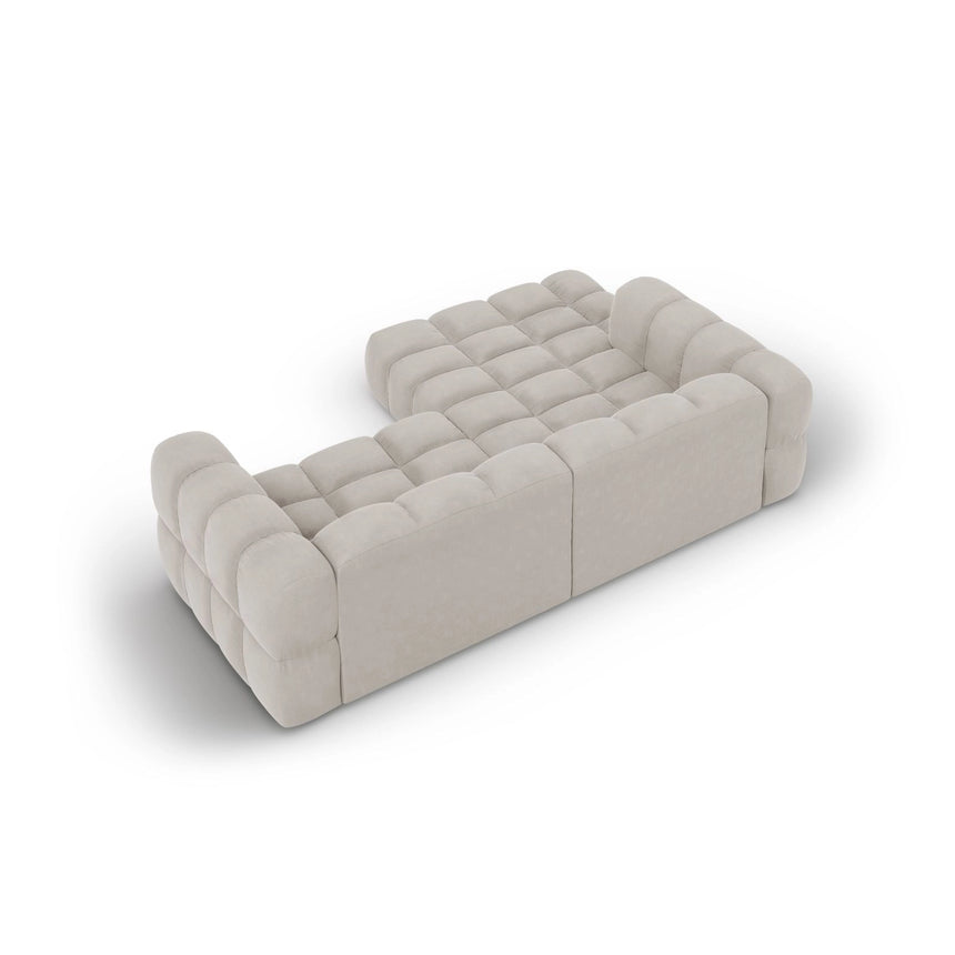 Sky 3-Sitzer Ecksofa, Linke Seite, aus Samt in Hellbeige (Casino Pearl), 244x162x70 cm von Cosmopolitan Design – Bild 5