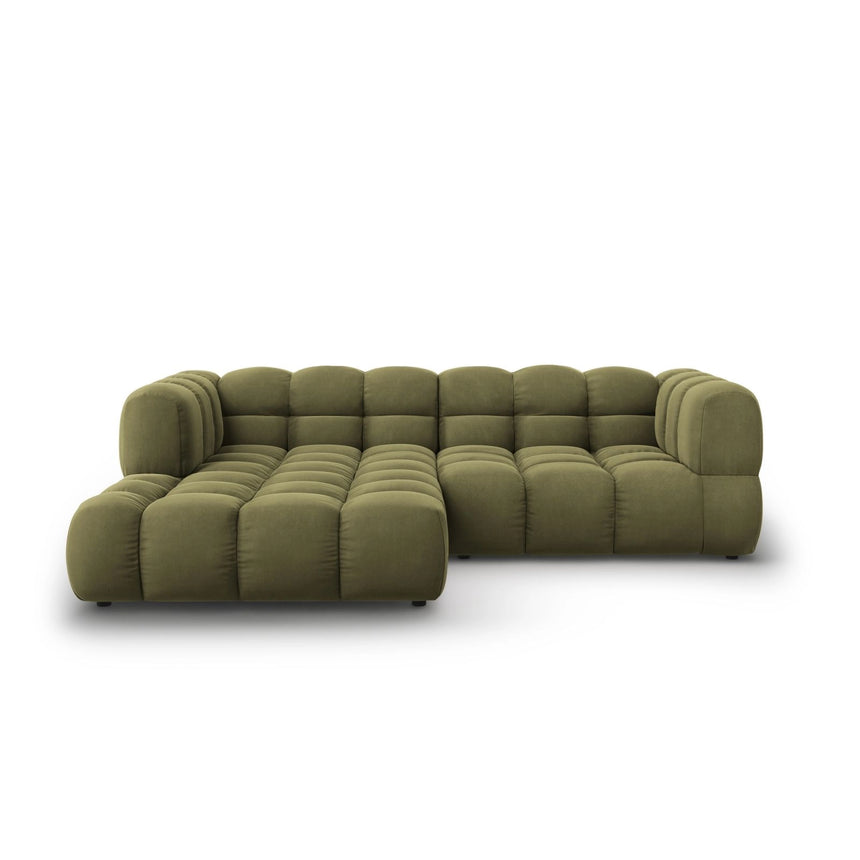 Sky 3-Sitzer Ecksofa, Linke Seite, aus Samt in Hellgrün (Casino Forest), 244x162x70 cm von Cosmopolitan Design – Bild 1