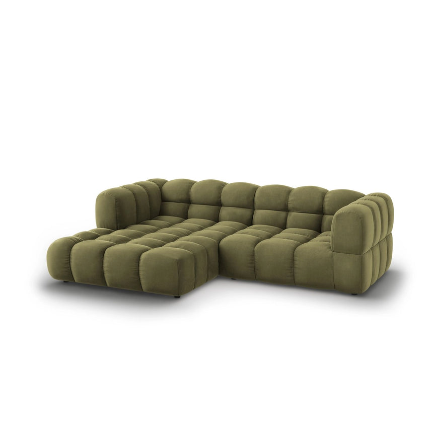 Sky 3-Sitzer Ecksofa, Linke Seite, aus Samt in Hellgrün (Casino Forest), 244x162x70 cm von Cosmopolitan Design – Bild 3