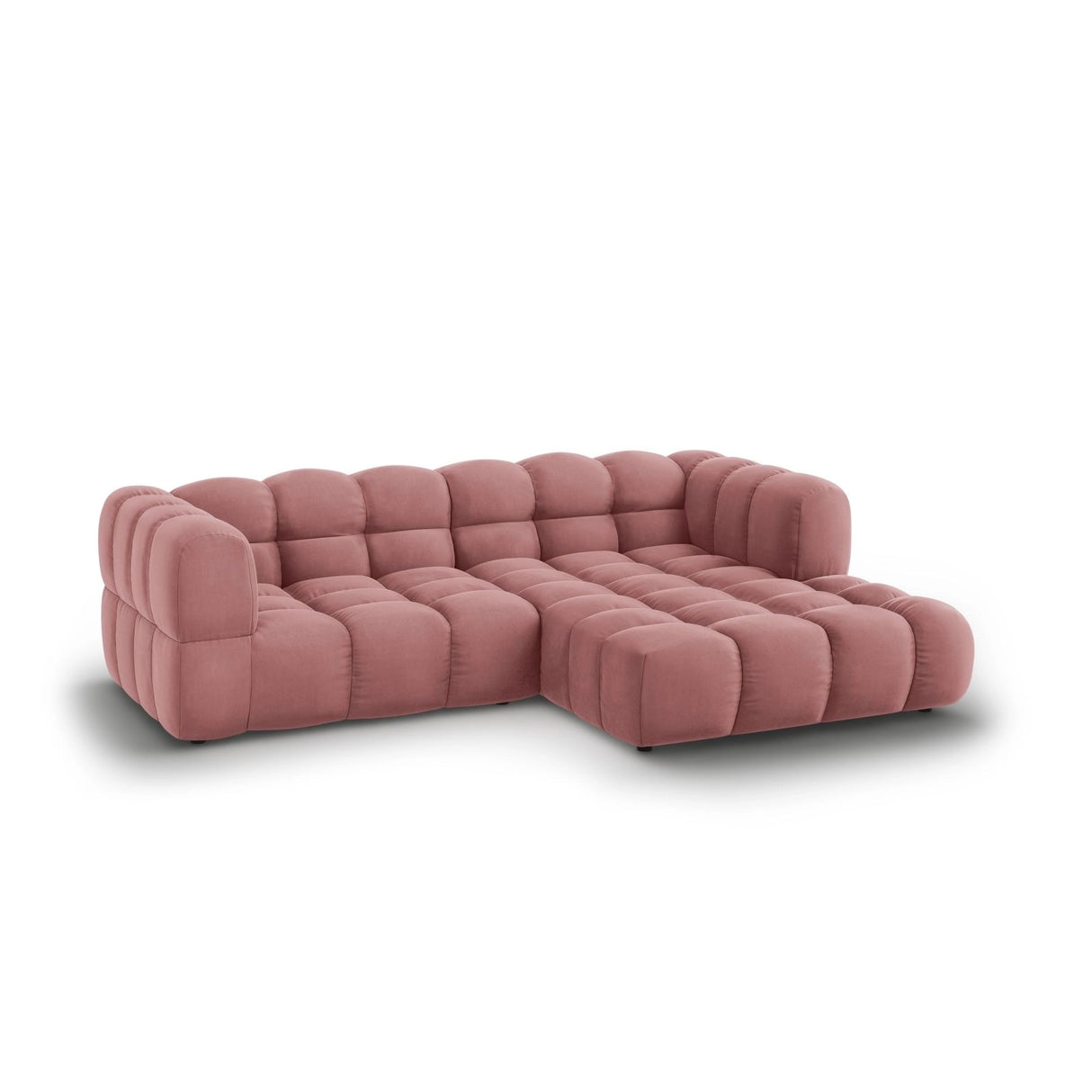 Sky 3-Sitzer Ecksofa, Rechte Seite, aus Samt in Flamingo (Casino Salmon), 244x162x70 cm von Cosmopolitan Design – Bild 3