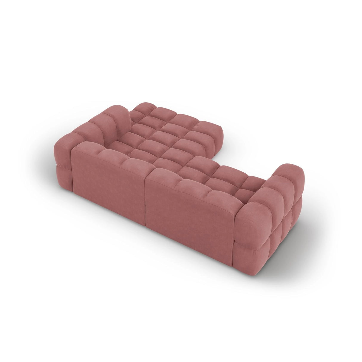 Sky 3-Sitzer Ecksofa, Rechte Seite, aus Samt in Flamingo (Casino Salmon), 244x162x70 cm von Cosmopolitan Design – Bild 5