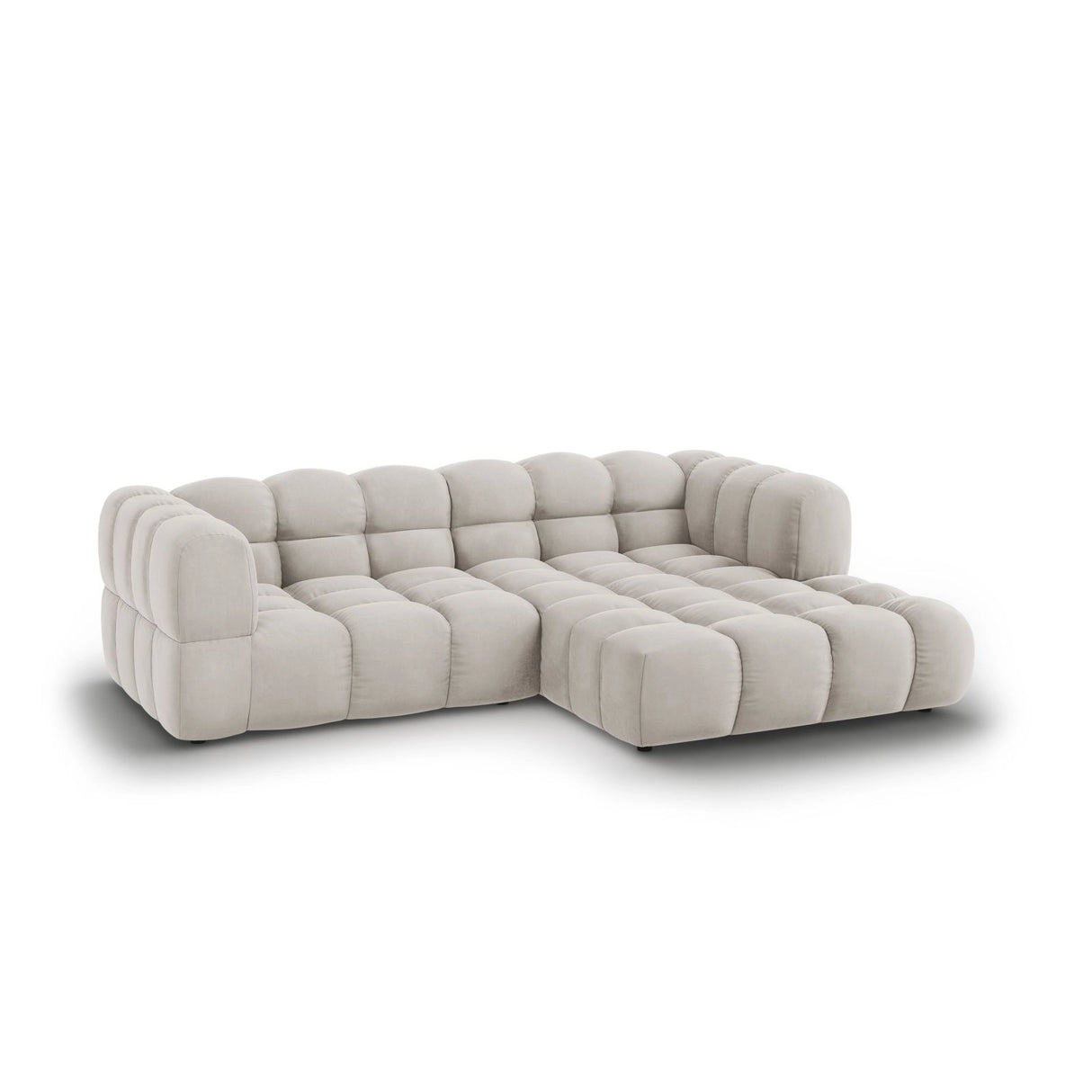 Sky 3-Sitzer Ecksofa, Rechte Seite, aus Samt in Hellbeige (Casino Pearl), 244x162x70 cm von Cosmopolitan Design – Bild 3