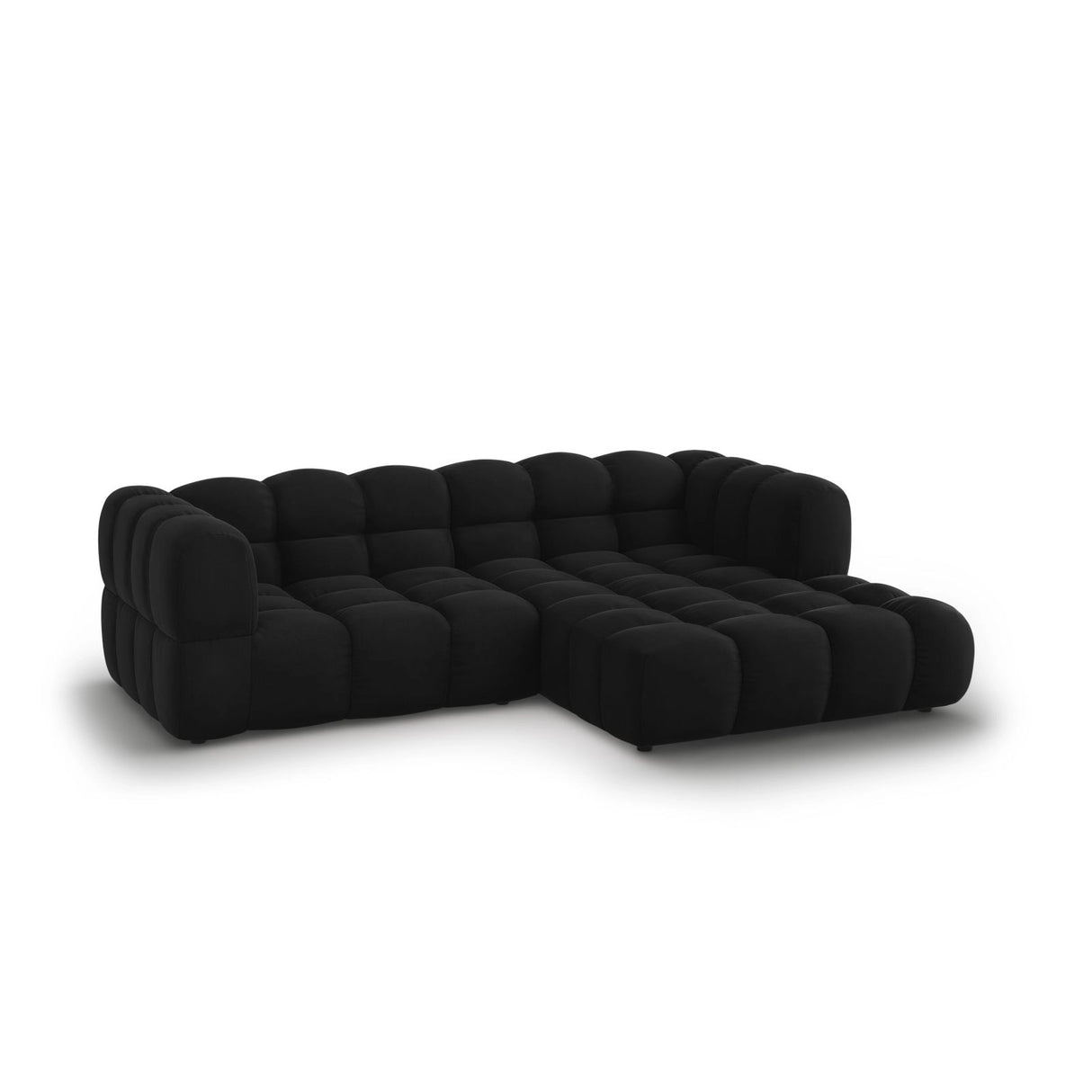 Sky 3-Sitzer Ecksofa, Rechte Seite, aus Samt in Schwarz (Casino Black), 244x162x70 cm von Cosmopolitan Design – Bild 3