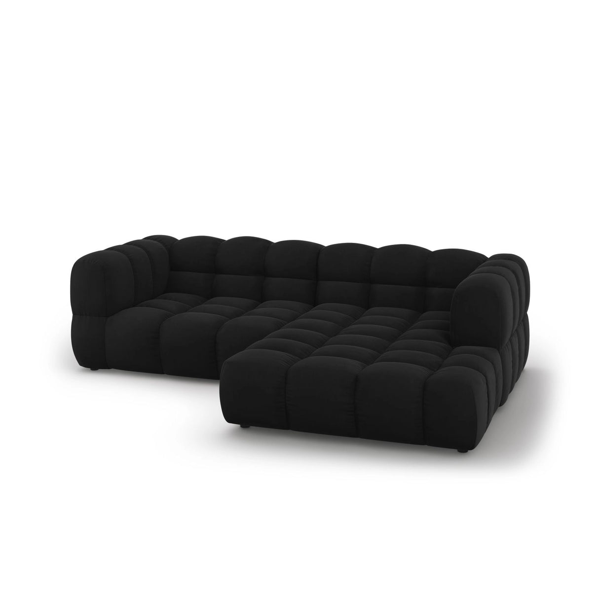 Sky 3-Sitzer Ecksofa, Rechte Seite, aus Samt in Schwarz (Casino Black), 244x162x70 cm von Cosmopolitan Design – Bild 4