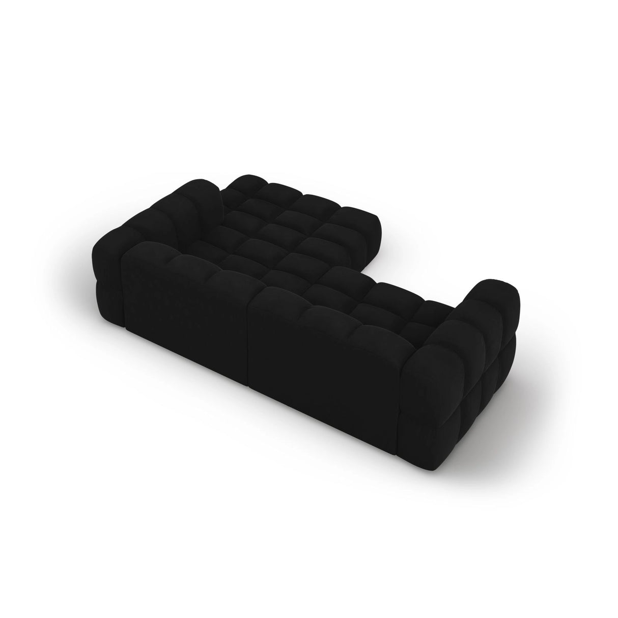 Sky 3-Sitzer Ecksofa, Rechte Seite, aus Samt in Schwarz (Casino Black), 244x162x70 cm von Cosmopolitan Design – Bild 5