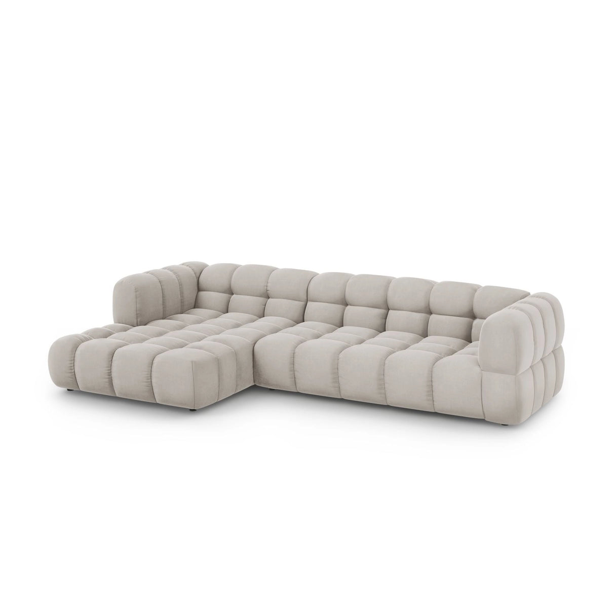 Sky 4-Sitzer Ecksofa, Linke Seite, aus Samt in Hellbeige (Casino Pearl), 300x162x70 cm von Cosmopolitan Design – Bild 3