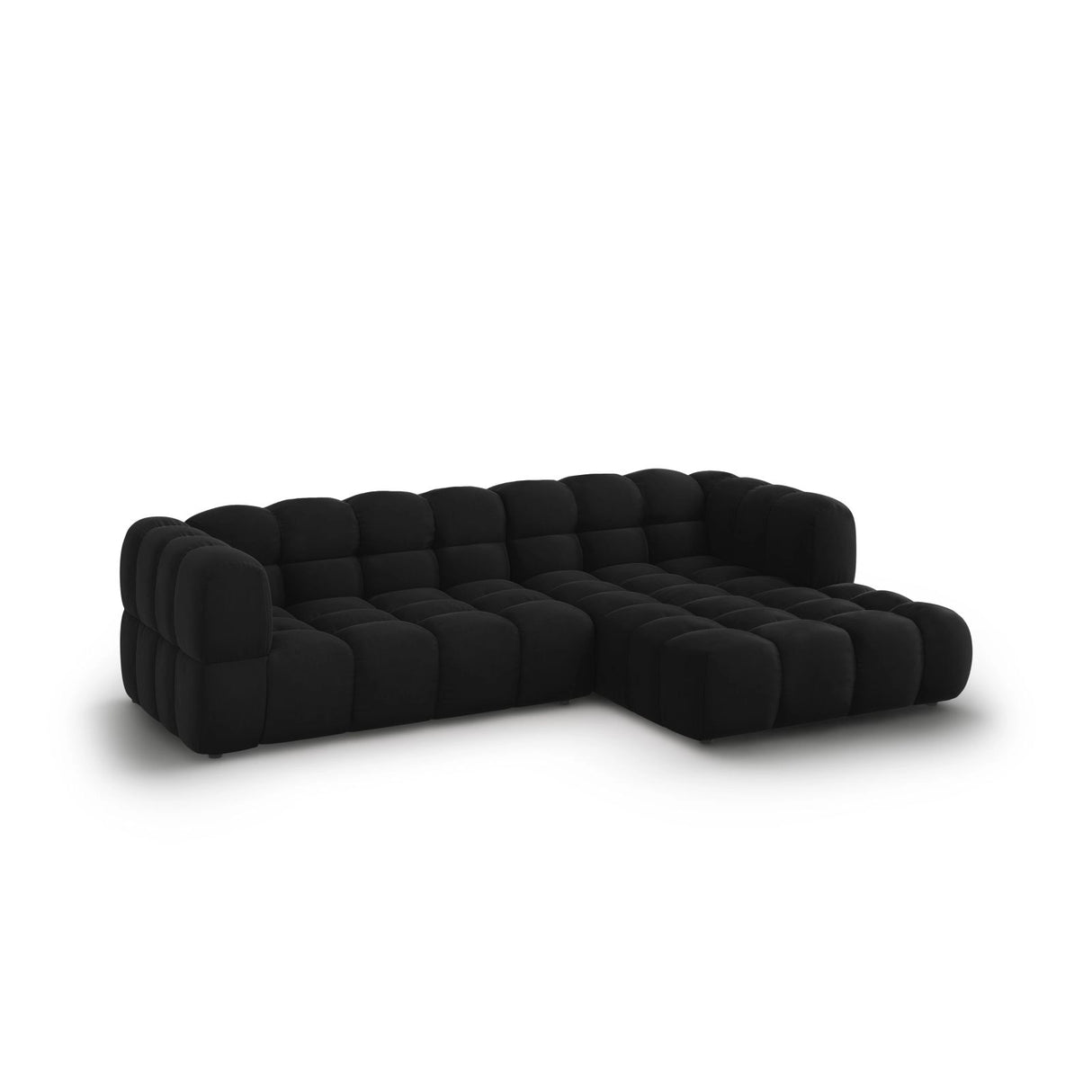 Sky 4-Sitzer Ecksofa, Rechte Seite, aus Samt in Schwarz (Casino Black), 272x162x70 cm von Cosmopolitan Design – Bild 3