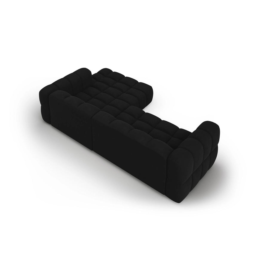 Sky 4-Sitzer Ecksofa, Rechte Seite, aus Samt in Schwarz (Casino Black), 272x162x70 cm von Cosmopolitan Design – Bild 4