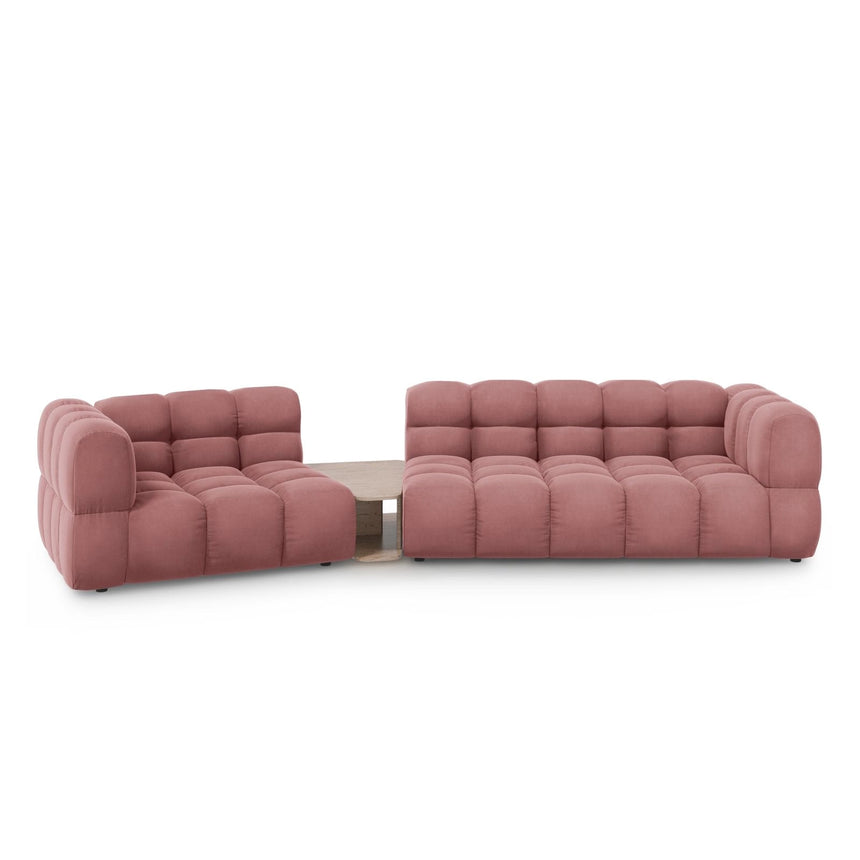 Sky Modulares 3-Sitzer Sofa, Linke Seite, aus Samt in Flamingo (Casino Salmon), 353x148 cm von Cosmopolitan Design – Bild 1