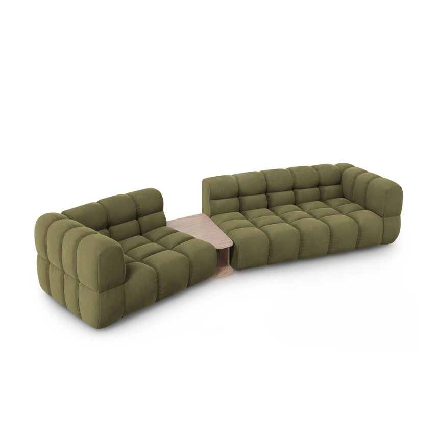 Sky Modulares 3-Sitzer Sofa, Linke Seite, aus Samt in Hellgrün (Casino Forest), 353x148 cm von Cosmopolitan Design – Bild 4