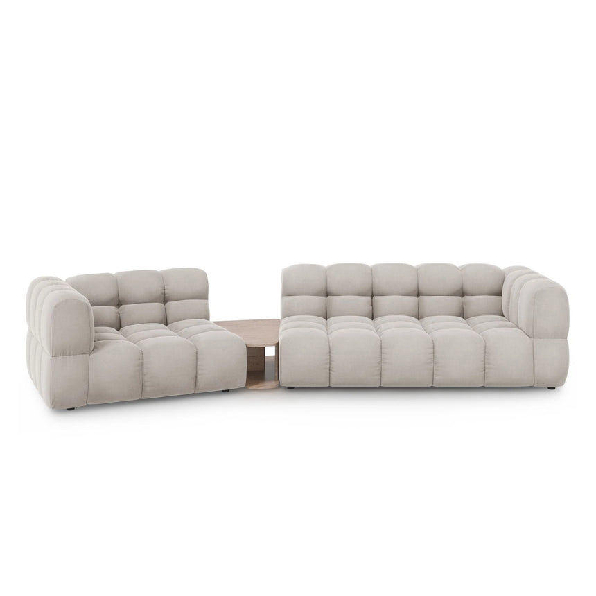Sky Modulares 3-Sitzer Sofa, Linke Seite, aus Samt in Leichtes Beige (Casino Pearl), 353x148 cm von Cosmopolitan Design – Bild 1