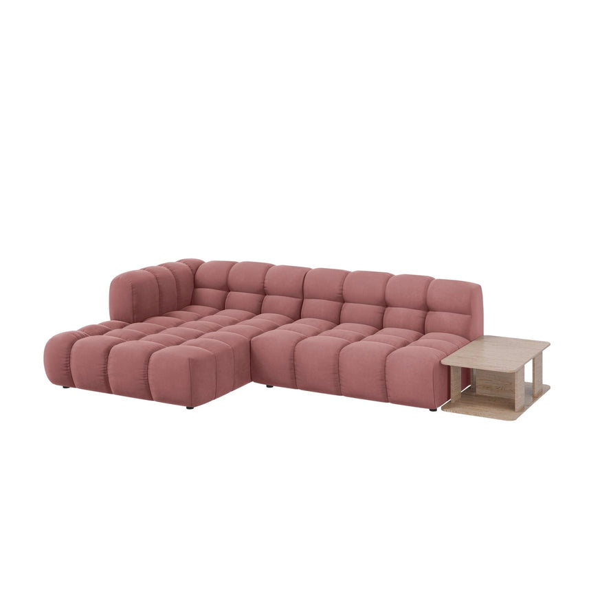 Sky Modulares 4-Sitzer Ecksofa, Linke Seite, aus Samt in Flamingo (Casino Salmon), 297x162 cm von Cosmopolitan Design – Bild 3