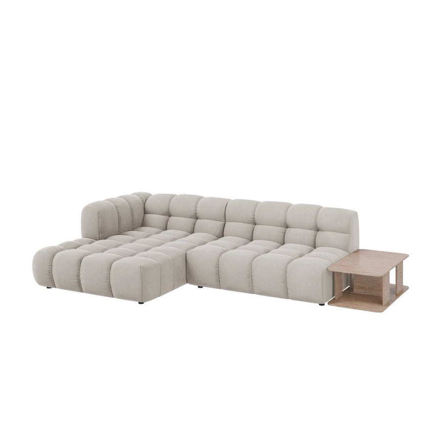 Sky Modulares 4-Sitzer Ecksofa, Linke Seite, aus Samt in Leichtes Beige (Casino Pearl), 297x162 cm von Cosmopolitan Design – Bild 3