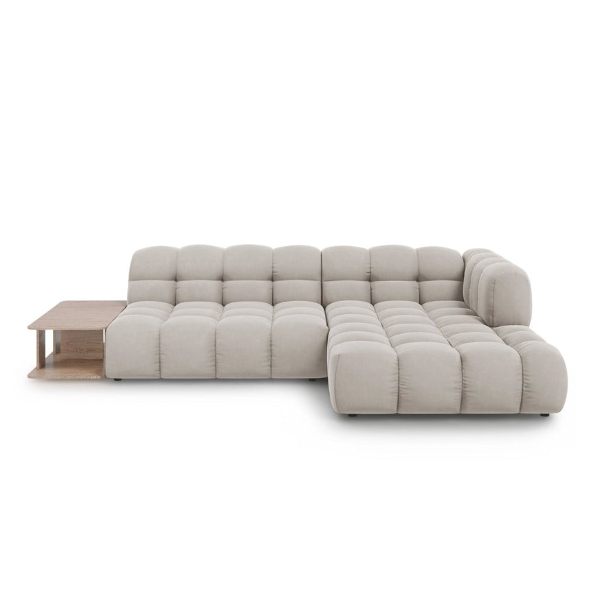 Sky Modulares 4-Sitzer Ecksofa, Rechte Seite, aus Samt in Leichtes Beige (Casino Pearl), 297x162 cm von Cosmopolitan Design – Bild 1