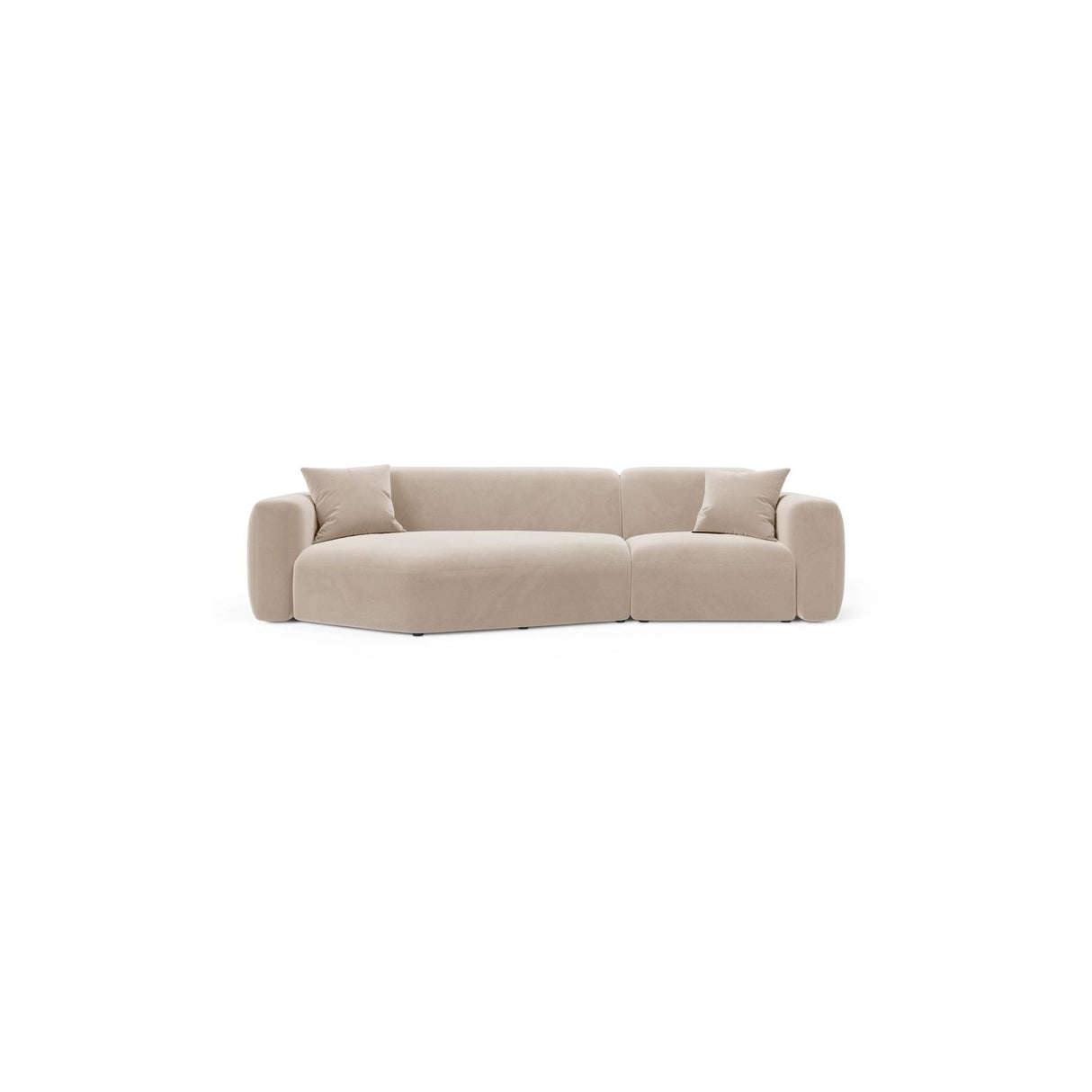 Strino 3-Sitzer Ecksofa, Linke Seite, aus Samt in Beige (Salvador 1), 308x136x78 cm von Cosmopolitan Design – Bild 1