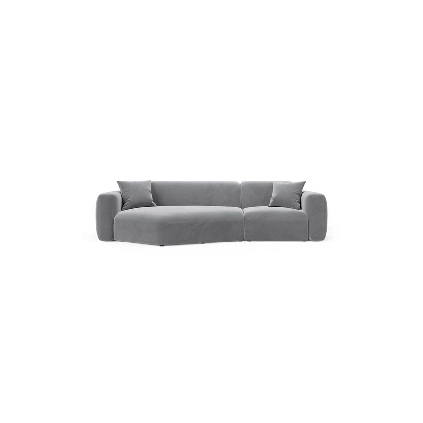 Strino 3-Sitzer Ecksofa, Linke Seite, aus Samt in Grau (Salvador 17), 308x136x78 cm von Cosmopolitan Design – Bild 1