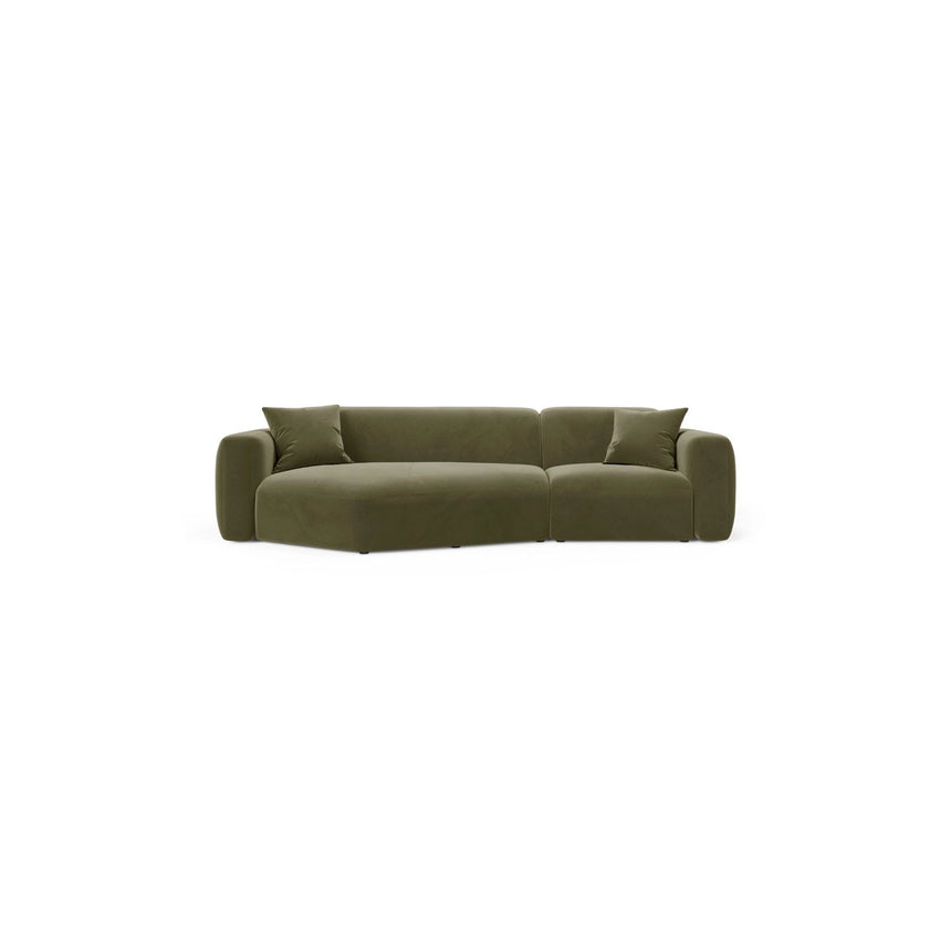Strino 3-Sitzer Ecksofa, Linke Seite, aus Samt in Grün (Salvador 8), 308x136x78 cm von Cosmopolitan Design – Bild 1