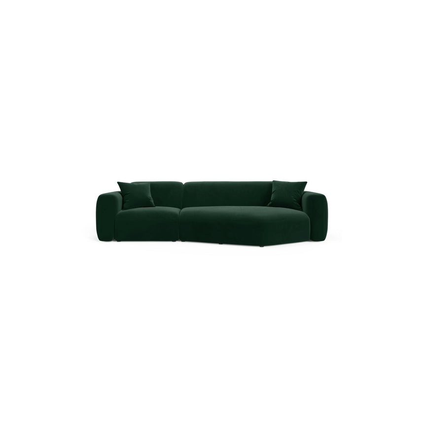 Strino 3-Sitzer Ecksofa, Rechte Seite, aus Samt in Flaschengrün (Salvador 7), 308x136x78 cm von Cosmopolitan Design – Bild 1