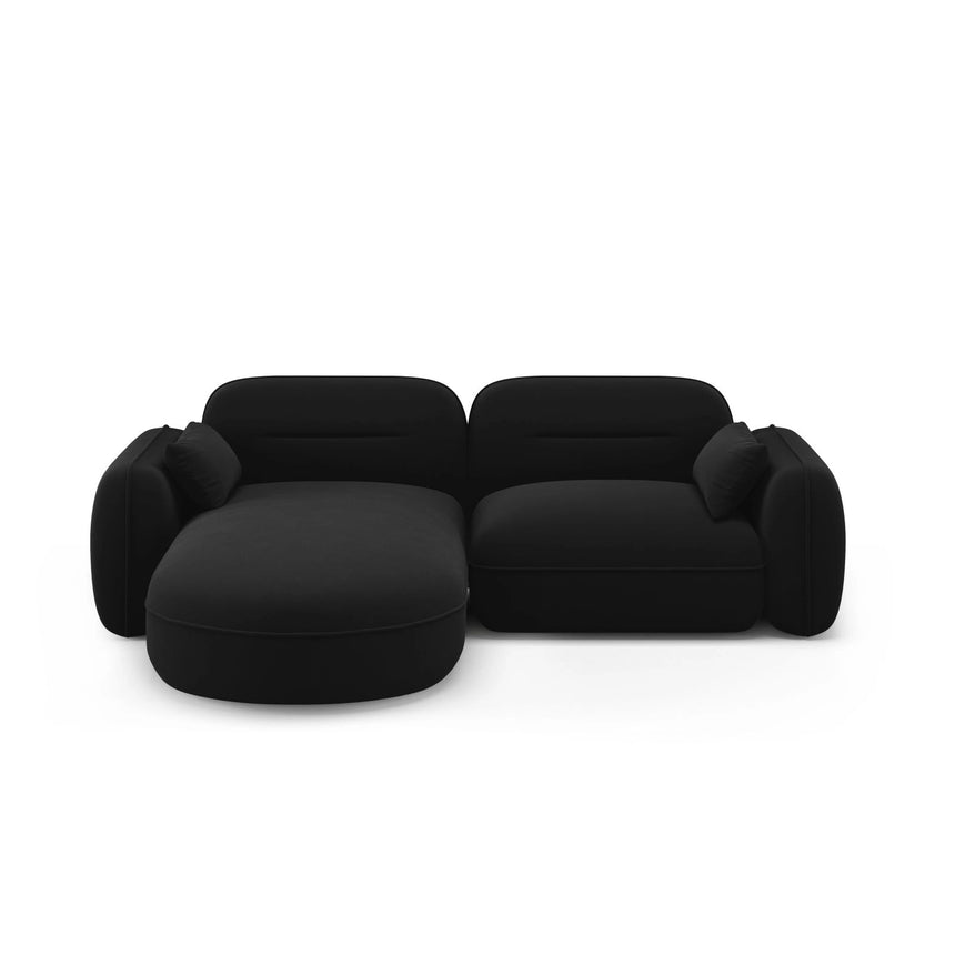 Sydney 3-Sitzer Ecksofa, Linke Seite, aus Samt in Schwarz (Casino Black), 230x165x70 cm von Cosmopolitan Design – Bild 1