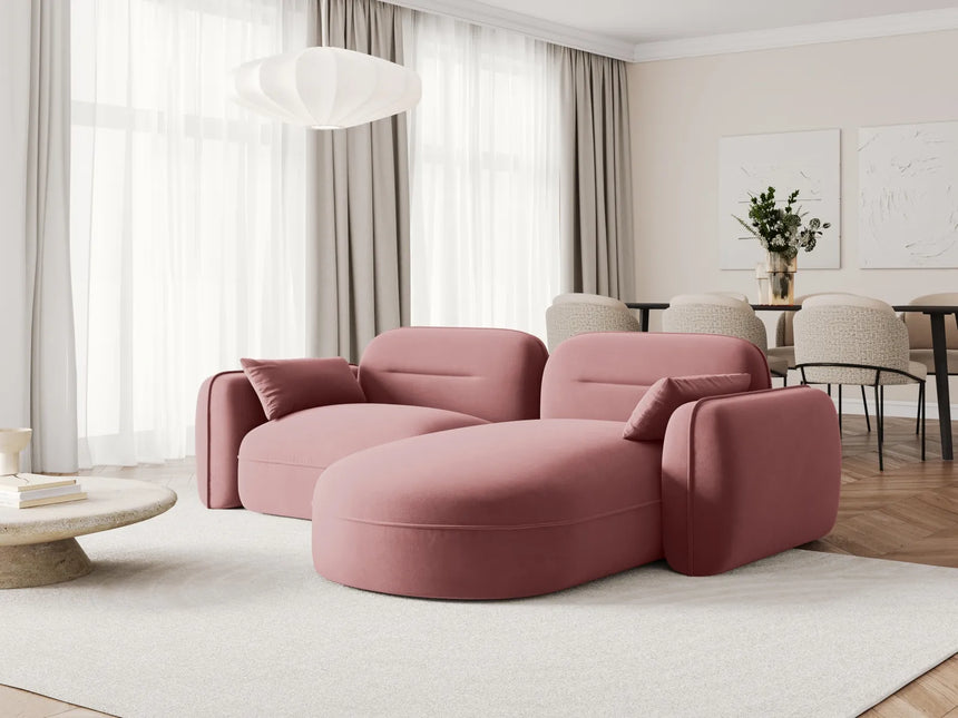 Sydney 3-Sitzer Ecksofa, Rechte Seite, aus Samt in Flamingo (Casino Salmon), 230x165x70 cm von Cosmopolitan Design – Bild 2
