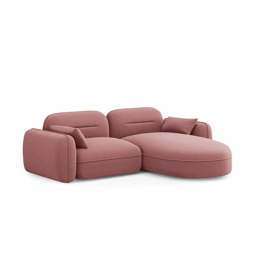 Sydney 3-Sitzer Ecksofa, Rechte Seite, aus Samt in Flamingo (Casino Salmon), 230x165x70 cm von Cosmopolitan Design – Bild 4