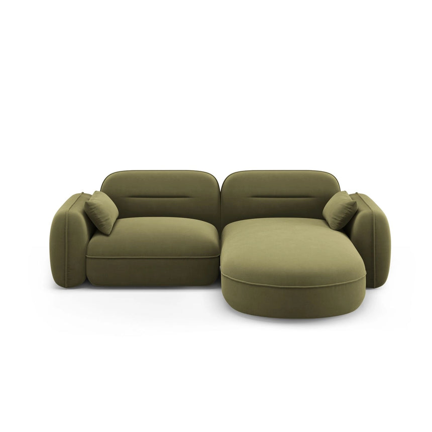 Sydney 3-Sitzer Ecksofa, Rechte Seite, aus Samt in Hellgrün (Casino Forest), 230x165x70 cm von Cosmopolitan Design – Bild 1