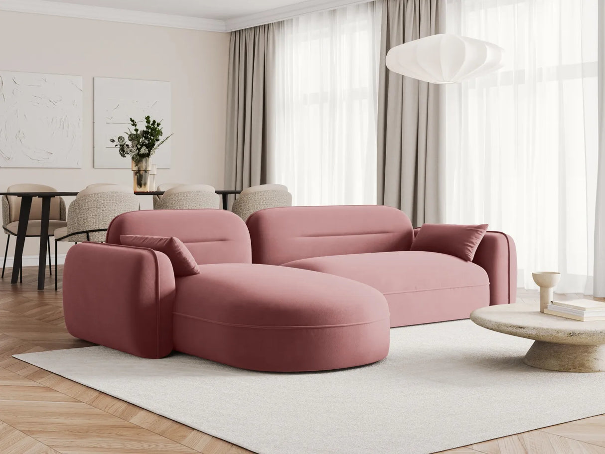 Sydney 4-Sitzer Ecksofa, Linke Seite, aus Samt in Flamingo (Casino Salmon), 275x165x70 cm von Cosmopolitan Design – Bild 2