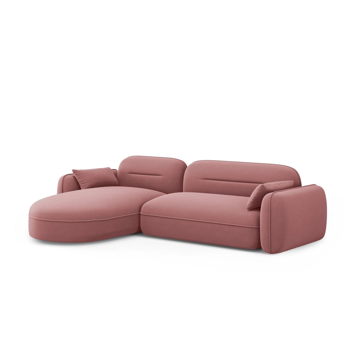 Sydney 4-Sitzer Ecksofa, Linke Seite, aus Samt in Flamingo (Casino Salmon), 275x165x70 cm von Cosmopolitan Design – Bild 4