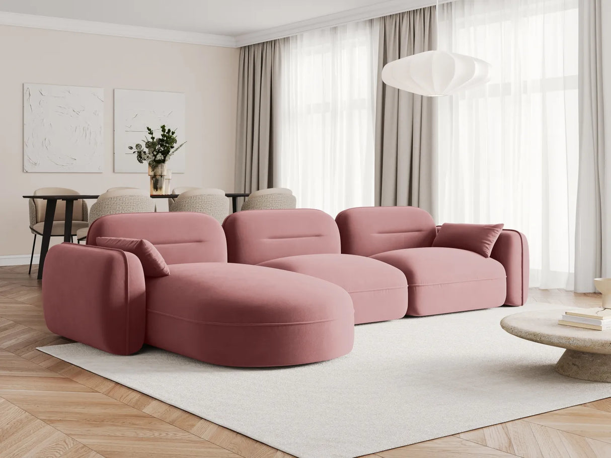 Sydney 4-Sitzer Ecksofa, Linke Seite, aus Samt in Flamingo (Casino Salmon), 320x165x70 cm von Cosmopolitan Design – Bild 2